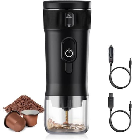 Draagbare Koffiemachine - Espresso Maker - Reizen Kamperen - Snelle Verwarming - 1 Kops - Zwart