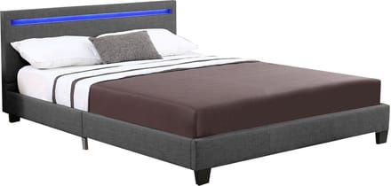 Gestoffeerd bed Verona - 120 x 200cm - Donkergrijs - LED Verlichting