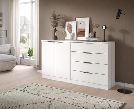 Kopenhagen dressoir 4 laden, 2 deuren wit.