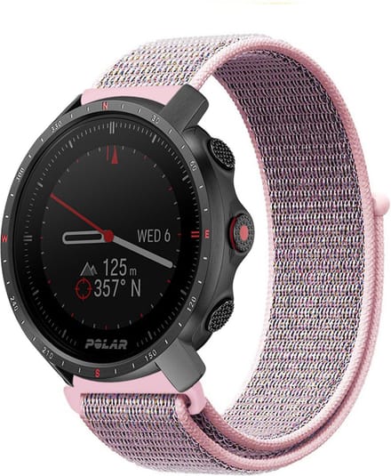Strap-it Nylon smartwatch bandje - geschikt voor Polar Grit X / Grit X Pro / Vantage M / M2 / M3 / V3 - roze