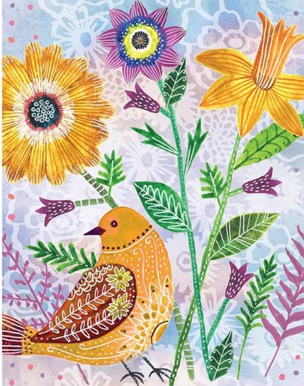 Diamond Painting Set - Gele Vogel Bloemen - incl. Pen & Wax - 40x50cm