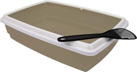 Core® Open Kattenbak - Kattenbak met Rand - Kattentoilet Met Schepje - Bruin - 44cm x 34cm x 11cm