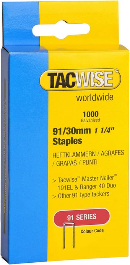 Tacwise nieten voor tacker - Type 91 - 30 mm - Gegalvaniseerd - 1000 stuks