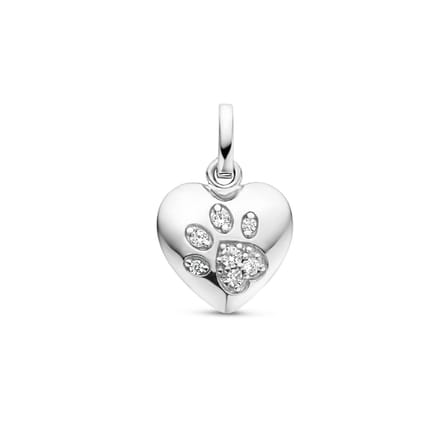zilver gerhodineerd hanger hart en hondenpoot zirkonia 1335075