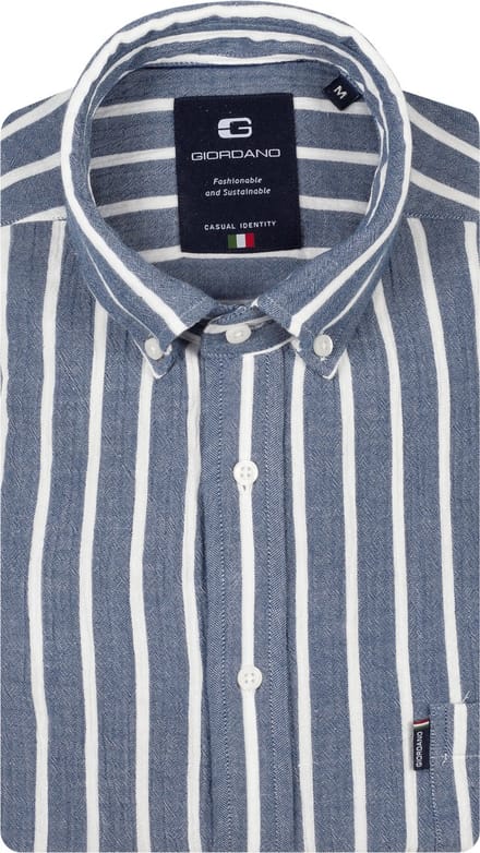 Giordano – Dino – Heren Overhemd – Button Down kraag - Gestreept Overhemd - Navy – 617124-60