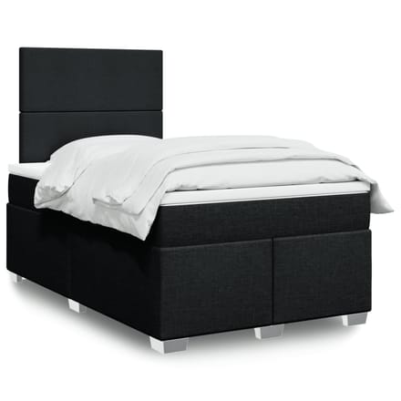 vidaXL - Boxspring - met - matras - stof - zwart - 120x190 - cm