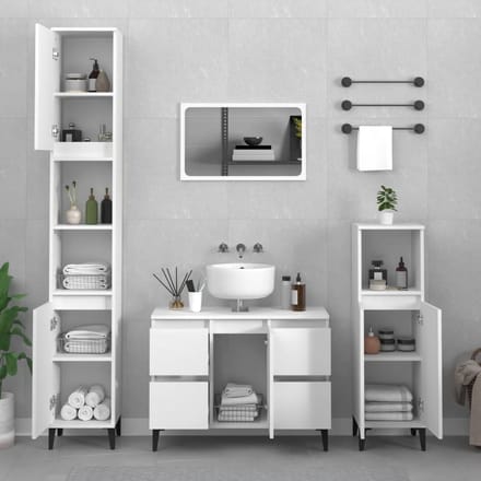 vidaXL - Wastafelkast - 80x33x60 - cm - bewerkt - hout - wit