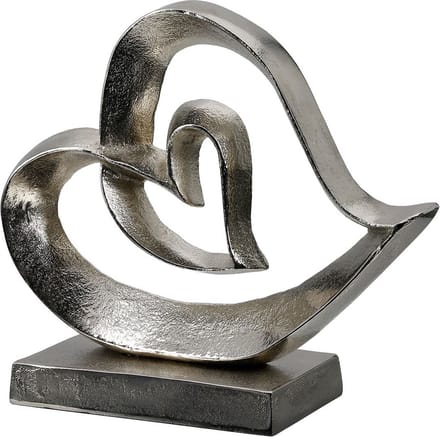 Gilde Handwerk -Beeld - Sculptuur - Hart - Aluminium - Zilverkleur - 10.5x29x24.5cm