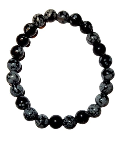 Elastische Armband van Sneeuwvlok Obsidiaan 8 mm.