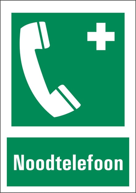 Noodtelefoon sticker met tekst 210 x 297 mm