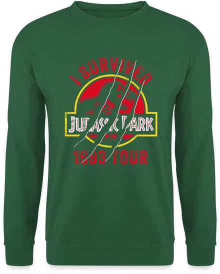Jurassic Park Bekrast Logo I Survived 1993 Tour Sweater Heren