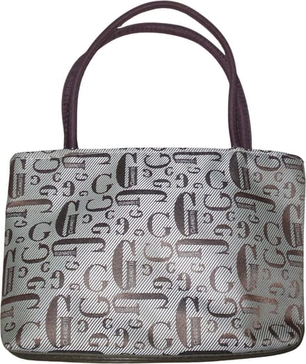Handtas met letter-patroon beige-bruin
