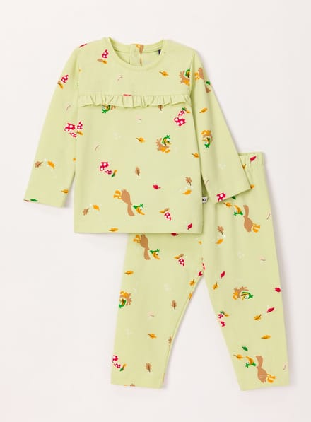 Woody pyjama meisjes - eend - print - 242-10-PZG-Z/920 - maat 98