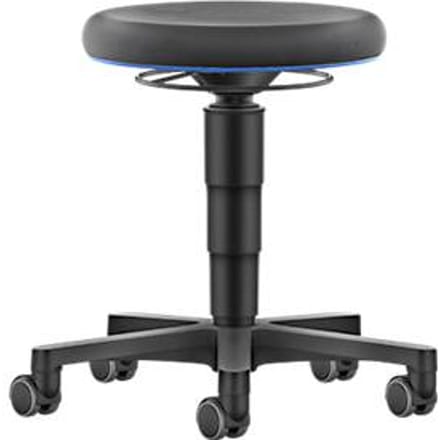Allround kruk Bimos, in hoogte verstelbaar, dubbele wielen, Supertec, kleur ring blauw