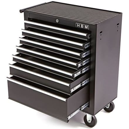 HBM gereedschapswagen met 7 laden, 62 cm, zwart