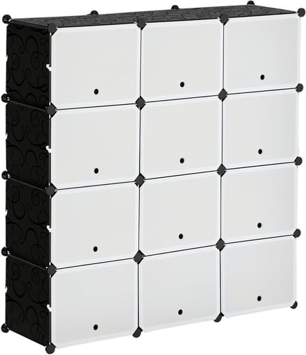 HOMCOM-Regalsystem-PP, Stahl-125L x 32B x 125H cm-Schwarz+Weiß
