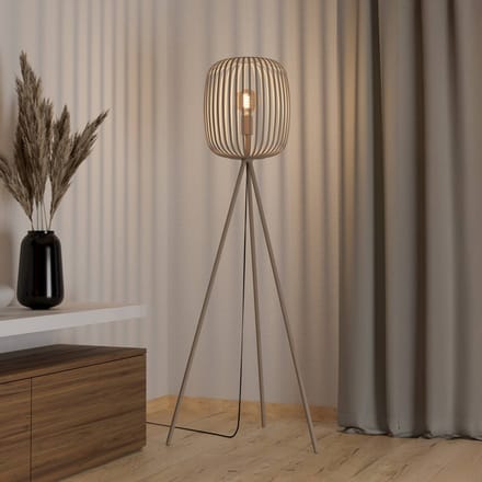 EGLO Vloerlamp Romazzina, beige, hoogte 141 cm, metaal, E27