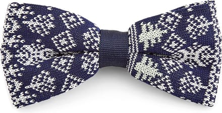 Blauw met Wit Gebreide Kerstvlinderdas