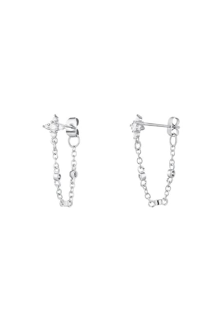 Oorbellen met kettinkje - Sparkle collectie Zilver Koper