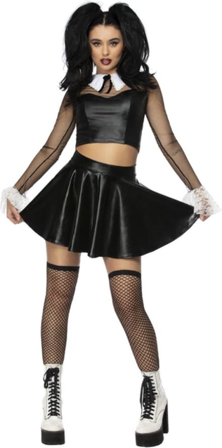 Fever - Gothic School Girl Kostuum - L - Zwart/Wit