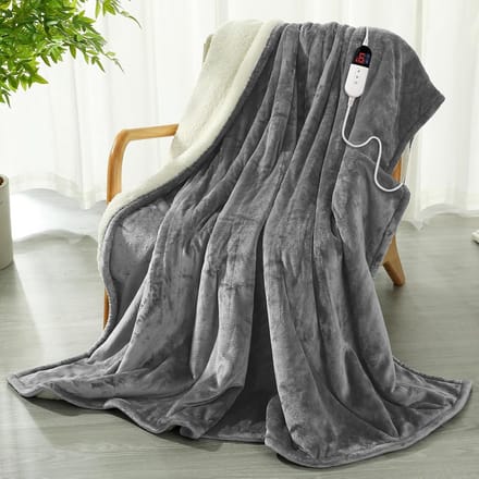 Elektrische Deken Flanel Grijs 180x130 cm met 6 Warmtestanden en Timer