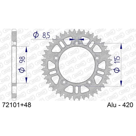 Aluminium tandwiel achter Afam 420 48 dents