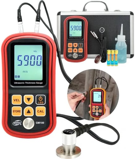Benetech GM100 Ultrasone Wanddiktemeter / Diktemeter - Max. 220mm - Instelbaar geluidssnelheid (1000–9999 m/s) - Geheugen