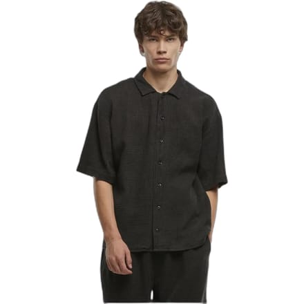 Urban Classics - Acid Washed Musselin Overhemd - M - Zwart