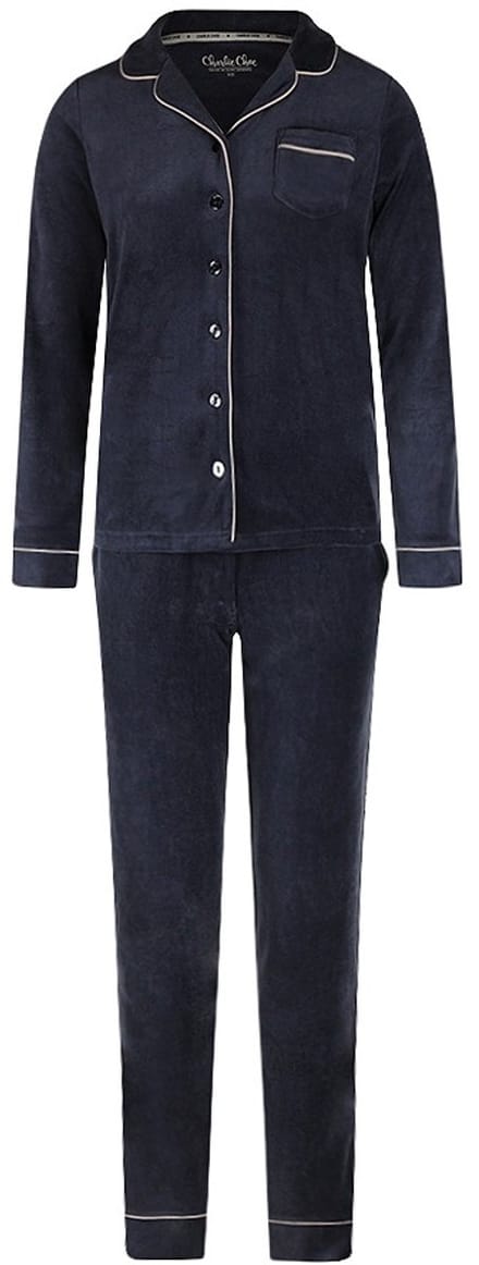 Charlie Choe Dames Homewear Set Velours O57148-38 navy navy-M