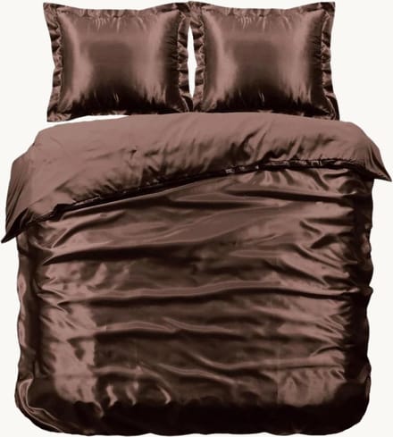 Y-NOT - Satijn uni - Dekbedovertrek - Polyester - Eenpersoons - 140X200/220 cm - Bruin