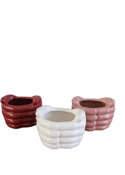 Mica Decorations Bloempot handen ,Set van 3 , L17,5xB16xH13cm
