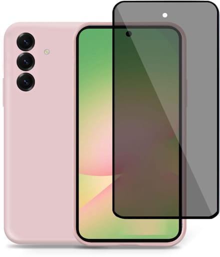 Technow hoesje + Privé Screenprotector geschikt voor Samsung A56 / A36 – Privacy Tempered Glass - Back Case Cover Roze