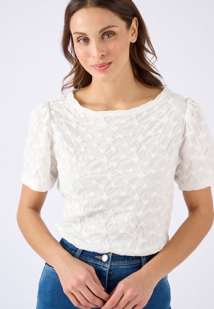 Damart - T-shirt van breisel met reliëf - Dames - Wit - S