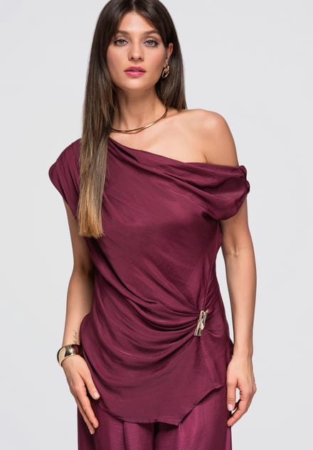 OMBRE Blouse - Loose Fit - Mouwloos - Knopen Violet M