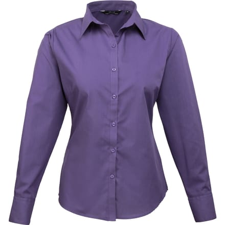 Premier Dames/Dames Popeline Blouse met Lange Mouwen (Paars)