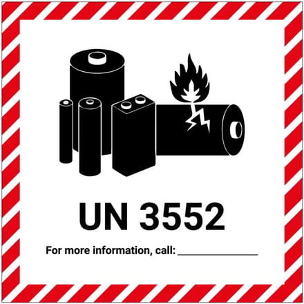 UN 3552 batterij sticker | 20 x 20 cm