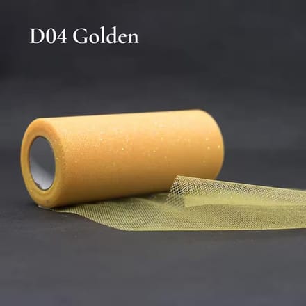 Glitter tule - geel - 22,8 meter