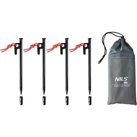 NILS CAMP NC1727 - Kamp Accessoires Set - 4x Haringen - Staal - Inclusief Opbergtas