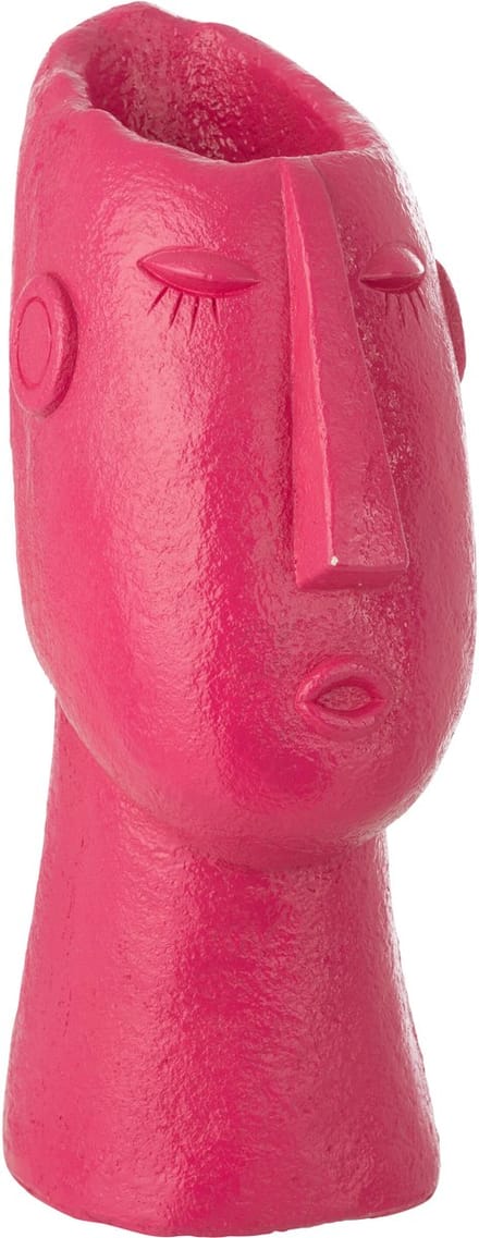 J-Line vaas Gezicht - cement - fuchsia