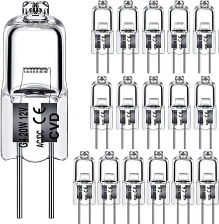 CVD® 10-STUKS - G4 HALOGEEN LICHTBRON - 20 WATT - 12V - WARM WIT - DIMBAAR