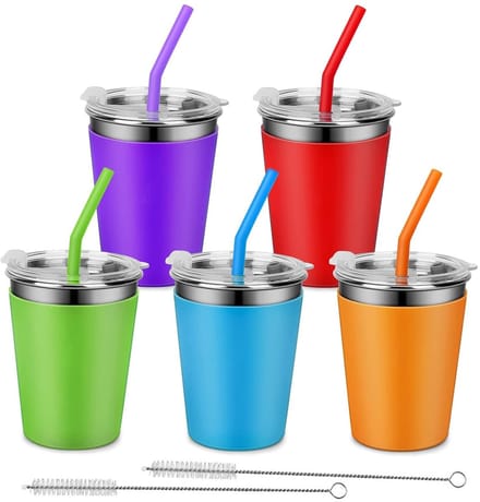 Dailygoods- Drinkbeker 350 ml - 5 Stuks Roestvrij Staal - Onbreekbaar