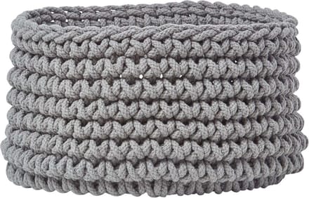 Homescapes Gebreide opbergmand, 100% katoen, grijs, 37 x 21 cm