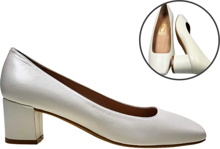 Stravers - Beige Pumps Lage Hak - wit