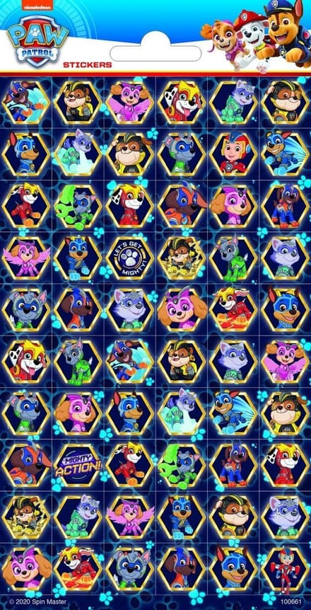 Funny Products Stickers Mighty Pups 20 X 10 Cm Navy 60 Stuks
