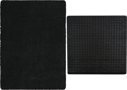 MSV Douche anti-slip/droogloop matten - Venice badkamer set - rubber/microvezel - zwart