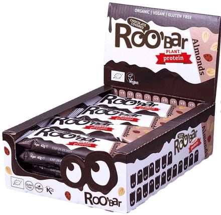 Roo'Bar | High Protein | Chocolate Covered | Almonds Bar | 16 stuks | 16 x 40 gram