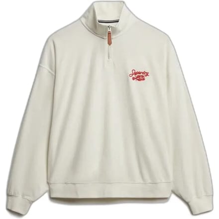 Superdry Heritage Terry Halve Rits Sweatshirt Crème Grootte: 40