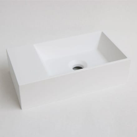 Fontein INK Contra Rechthoek Links 40x22x10cm Polystone Mat Wit Zonder Kraangat