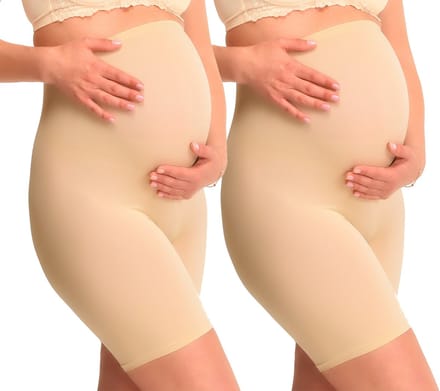 Mamsy - 2-Pack Seamless zwangerschaps Short met shapewear effect - Beige- XS/S