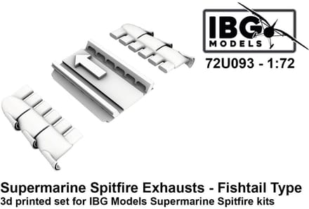 IBG Models Modelbouwpakket - 72U093 3D-geprinte Upgradeset - Fishtail-type Uitlaten voor Supermarine Spitfire Resin onderdeel - 1:72 - Modelbouw